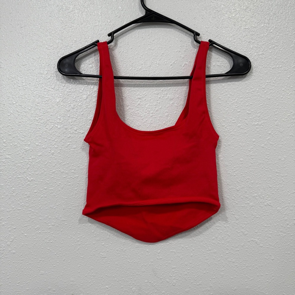 Urban Outfitters Out From Under Red Ribbed Cropped Tank Top M Seamless Fit - Picture 2 of 6